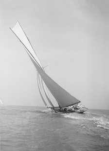 The 45 ton cutter 'Camellia' sailing close-hauled, 1911. Creator: Kirk & Sons of Cowes.