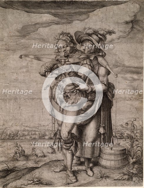 The Crossbowman and the Milkmaid, c. 1610. Artist: Gheyn, Jacques de, the Younger (1565-1629)