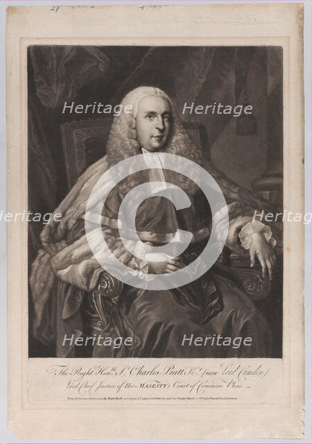 The Right Honorable Sir Charles Pratt, Knight, now Lord Camden, 1786. Creator: John Faber the Younger.