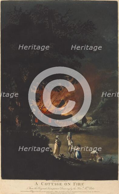 A Cottage on Fire, 1799. Creators: Charles Turner, Yates.