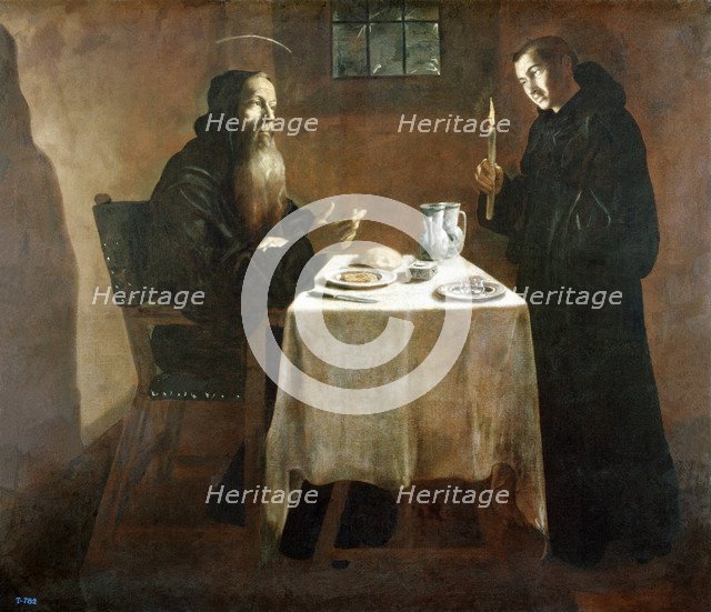 St. Benedict dinner', oil on canvas by Juan Andrés Rizzi.