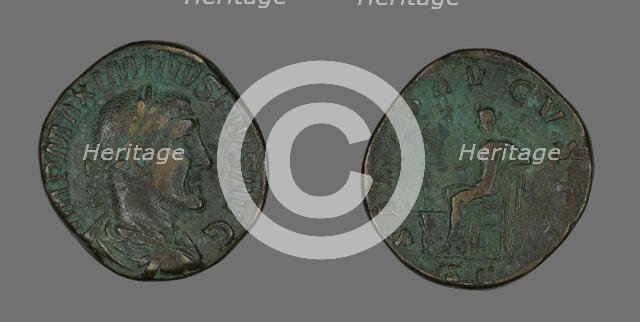 Sestertius (Coin) Portraying Emperor Maximinus, 235-236. Creator: Unknown.