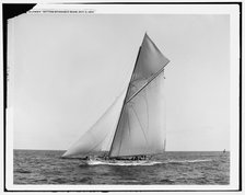Columbia setting spinnaker boom, Oct. 3, 1899, 1899 Oct 3. Creator: Unknown.