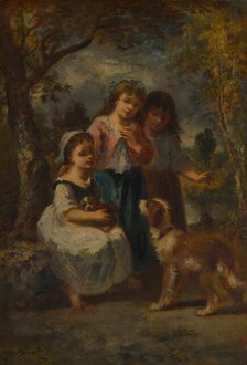 Three Little Girls, c. 1870. Creator: Narcisse Virgile Diaz de la Pena.