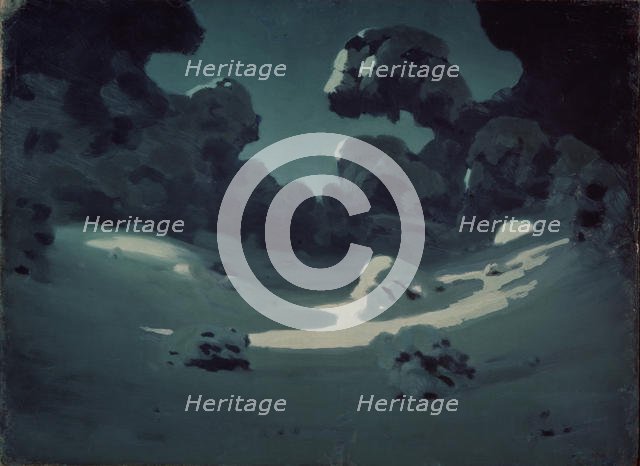 Moonlight spots in the wood. Winter, 1898-1908. Artist: Kuindzhi, Arkhip Ivanovich (1842-1910)