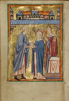 The Marriage of the Virgin; Illustrated Vita Christi, with devotional supplements, about 1190-1200. Creator: Unknown.