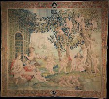 Venus, Satyr and Putti (Tapestry), c1540. Creator: Karcher (Carchera); Nicolas (Nicola) (active 1517-1562).