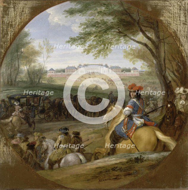 Arrival of Louis XIV preceded by his guardsmen at the old palace of Versailles, 1669. Creator: Meulen, Adam Frans, van der (1632-1690).