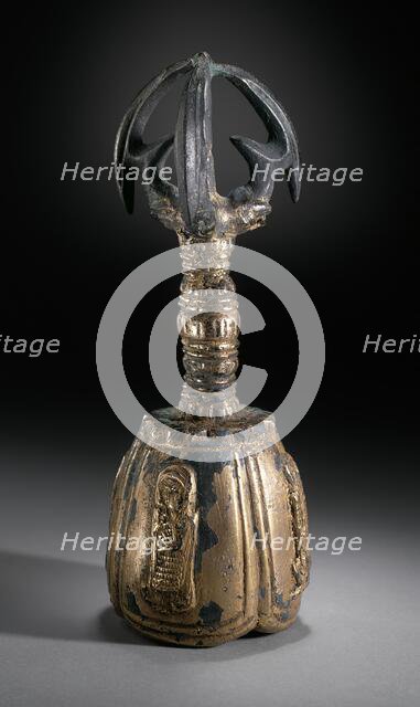 Bell with Four Deva Kings (Sach'onwang) and Handle in the Form of a Vajra (Kumgang), the Buddhist... Creator: Unknown.