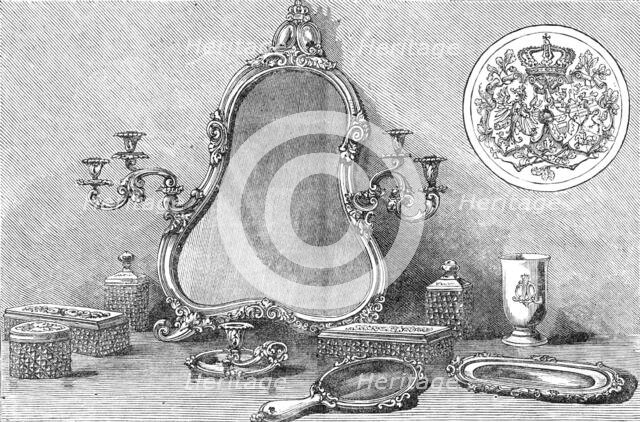 Silver dressing-table articles presented by Prince & Princess Christian of Schleswig-Holstein, 1881. Creator: Unknown.