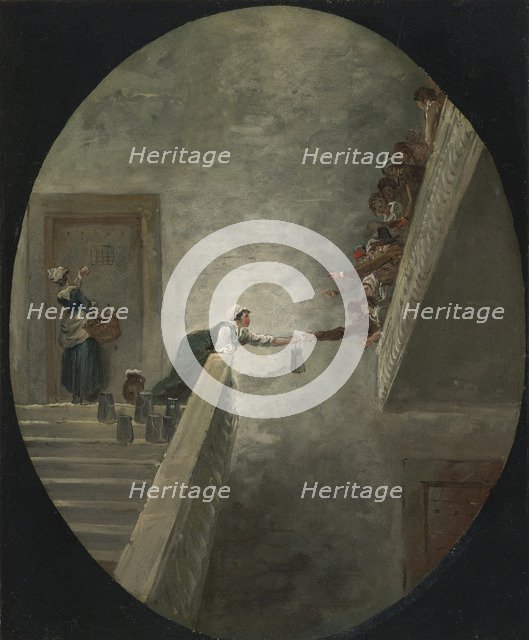 The distribution of milk at Saint-Lazare prison, ca 1794. Artist: Robert, Hubert (1733-1808)