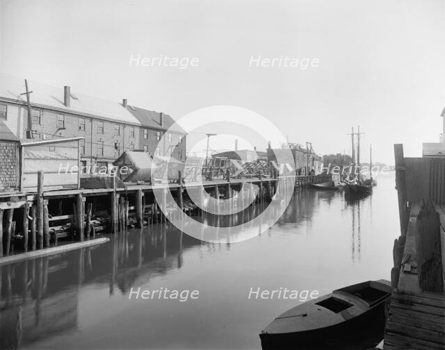 Portland, Me., drying fishermen's nets, between 1900 and 1920. Creator: Unknown.