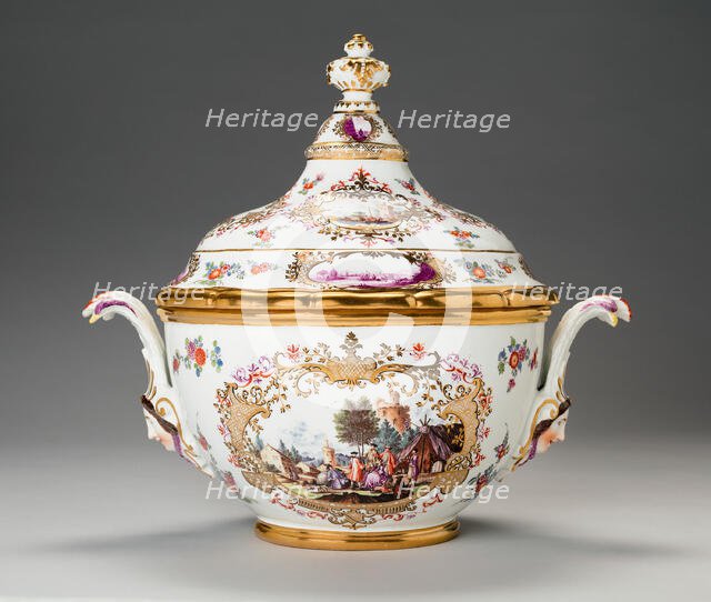 Covered Tureen and Stand (One of a Pair), Germany, c. 1740. Creator: Meissen Porcelain.