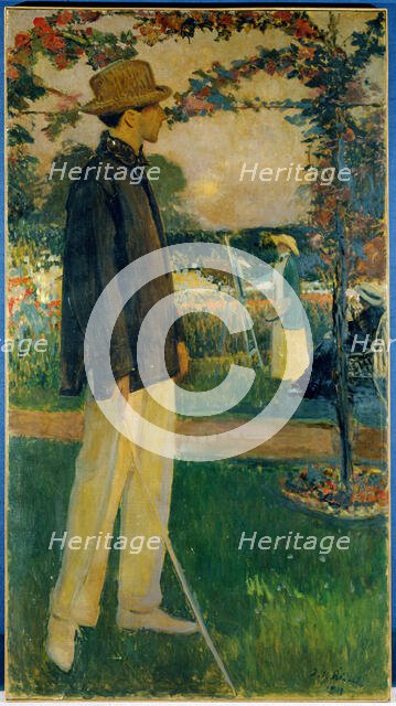 Portrait of Jean Cocteau (1889-1963), writer, in the Garden of Offranville, 1913. Creator: Jacques Emile Blanche.