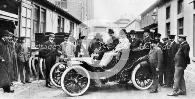 Wilhelm Maybach in a Mercedes, 1903. Creator: Unknown.