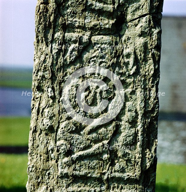 Sheila-na-gig on Celtic cross-shaft, Clonmacnoise, Co.Offaly, Ireland. Artist: Unknown