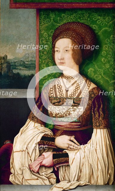 Portrait of Bianca Maria Sforza (1472-1510), the second wife of Maximilian I, Holy Roman Emperor, ca Artist: Strigel, Bernhard (ca 1460-1528)