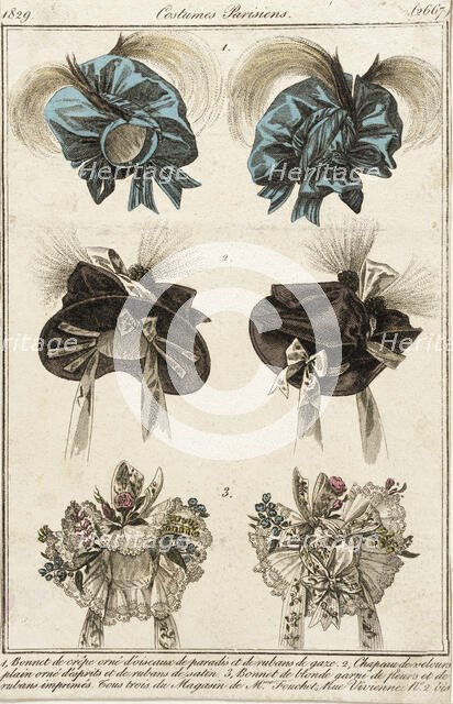 Fashion Plate (Costumes Parisiens), 1829. Creator: Unknown.