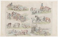 Plate 11, Outlines of Figures, Landscapes and Cattle...for the Use of Learners..., January 31, 1791. Creator: Thomas Rowlandson.