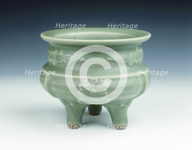 Longquan celadon tripod censer, Yuan dynasty, China, late 13th-early 14th century. Artist: Unknown