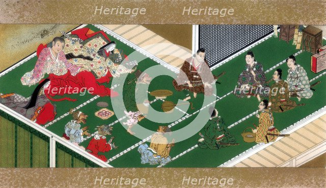 Raiko and his comrades before the demon robber, 17th century (1886). Artist: Unknown