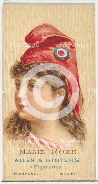 Marie Roze, from World's Beauties, Series 2 (N27) for Allen & Ginter Cigarettes, 1888., 1888. Creator: Allen & Ginter.