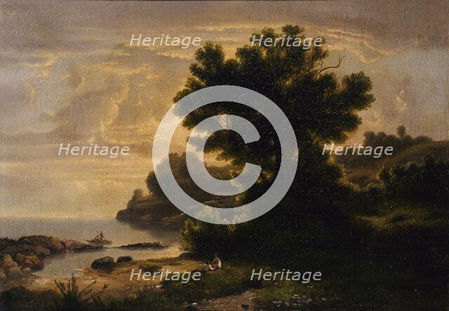 Landscape with Family by Lake, 1858. Creator: Robert Seldon Duncanson.