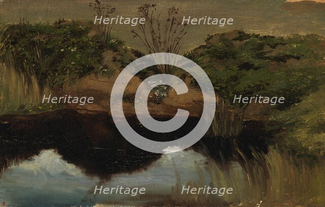 Lake shore, exercise, 1854. Creator: Werner Holmberg.