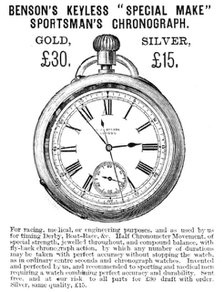 Benson's Keyless "Special Make" Sportsman's Chronograph, 1883. Creator: Unknown.