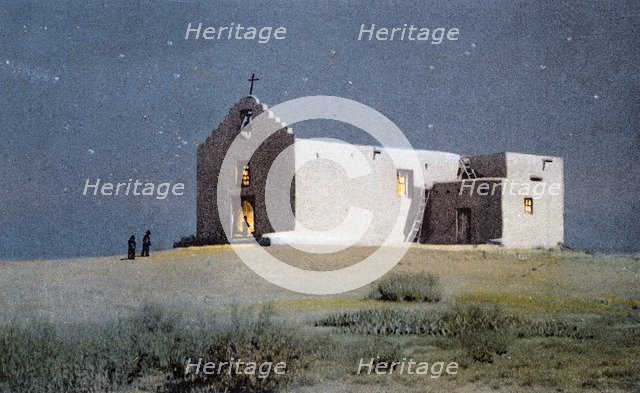 An Indian Church, Pueblo of Sandia, near Albuquerque, New Mexico, USA, 20th century.Artist: Fred Harvey