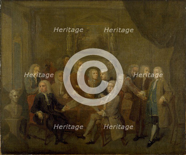 An Assembly of 'Virtuosi', 1700-1737. Artist: Gawen Hamilton.