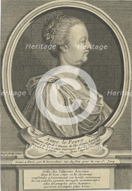 Portrait of Anne Dacier née Le Fèvre (1647-1720) , ca 1720. Creator: Desrochers, Étienne-Jehandier (1668-1741).