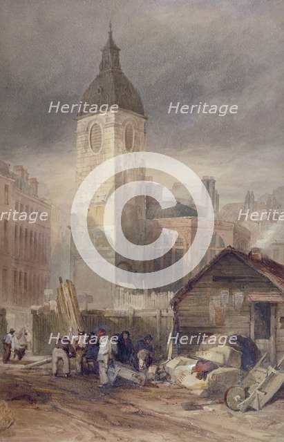 Demolition of the Church of St Benet Fink, City of London, 1844. Artist: John Wykeham Archer