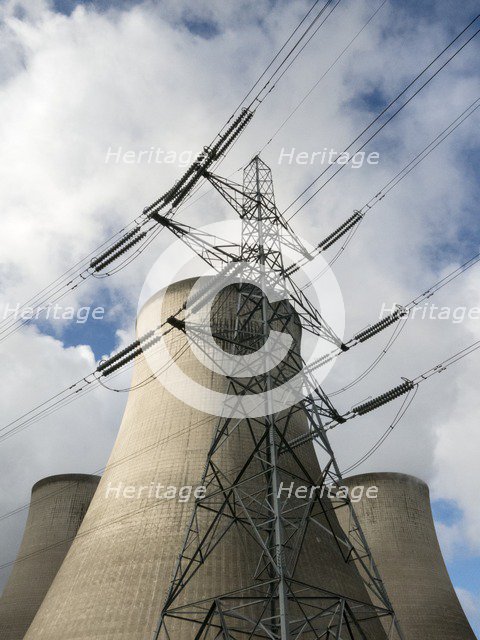 Cooling towers and pylon, Didcot 'A' Power Station, Didcot, Oxfordshire, 2013. Artist: Steve Cole.