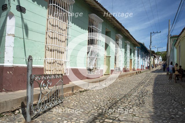 A typical cobblestoned side street in the Colonial UNESCO Heritage site city of Trinidad, Cuba, 2024 Creator: Ethel Davies.