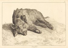 Sanglier (Wild Boar Lying Down, Head to the Left). Creator: Jacques Philippe Le Bas.