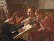 Three Young Girls. The Artist's Sisters: Alvilde, Ida and Henriette, 1827. Creator: Constantin Hansen.