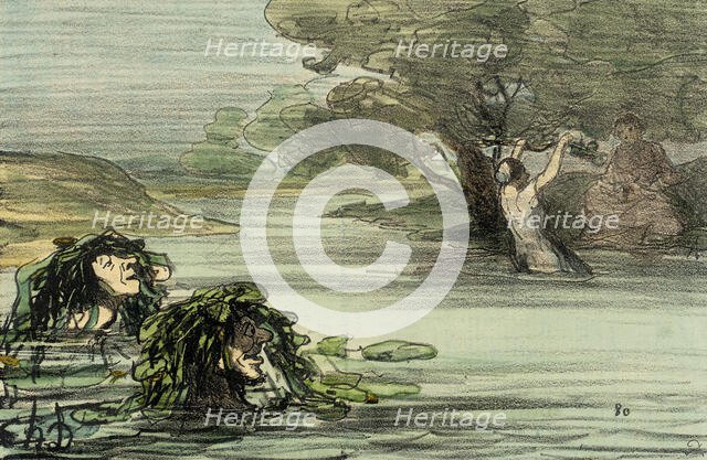 Divertissement aquatique renouvelé des Grecs, 1857. Creator: Honore Daumier.