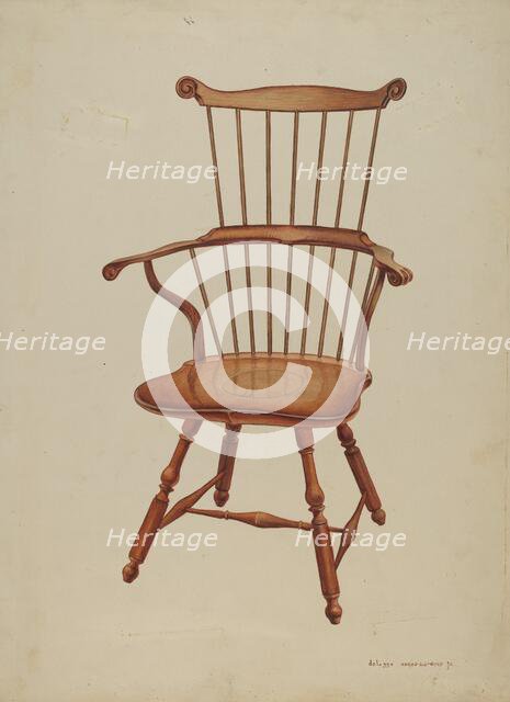 Windsor Comb-back Chair, c. 1939. Creator: Ernest A Towers Jr.