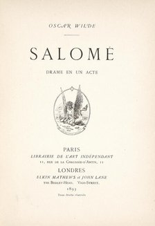 Title page of first edition of "Salome" by Oscar Wilde, 1893. Creator: Historic Object ().