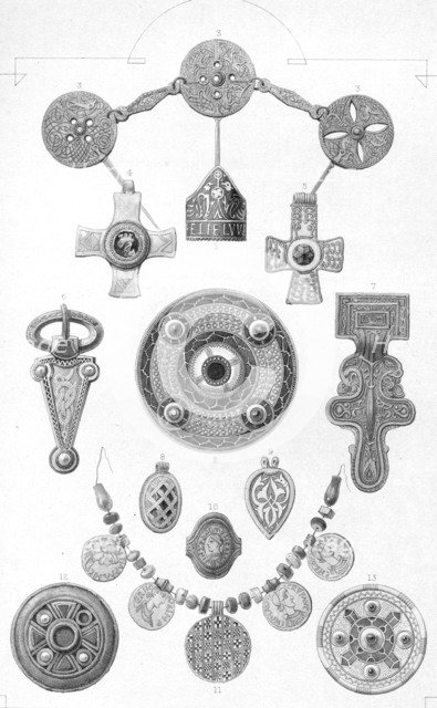 'Anglo-Saxon Relics. Personal Ornaments of Gold and Bronze', 1886. Artist: Robert Anderson.