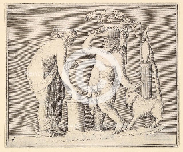 Man and Woman Sacrificing a Goat, published ca. 1599-1622. Creator: Unknown.