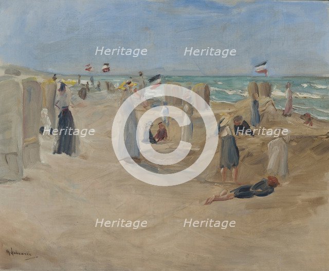 On the beach at Noordwijk, 1908.