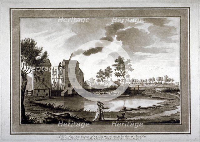 'A view of the fire engine of Chelsea Waterworks taken from the roadside', 1783. Artist: Anon