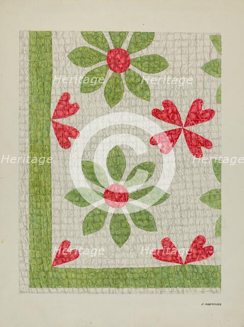 Hand Made Quilt, c. 1938. Creator: Florence Hastings.