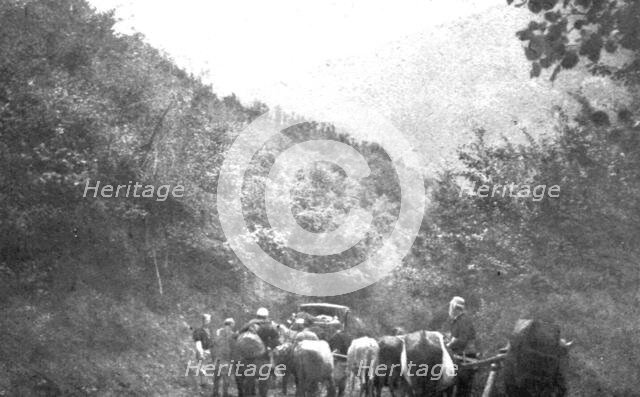 'Le repli et l'exode; Sur la route de Veles a Prilep, par le col de la Babouna', 1915 (1924). Creator: R. Marianovitch.