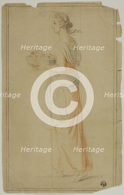 Standing Girl Holding Basket, n.d. Creator: Unknown.