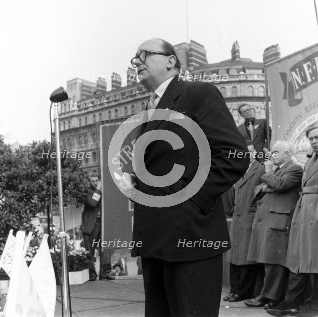 Bob Willis, Member General Council TUC, at London Labour Party Demo against Rent Act, 20 Oct 1957. Artist: Henry Grant