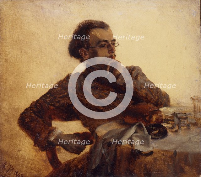Richard Menzel, painter's brother at breakfast, 1848.