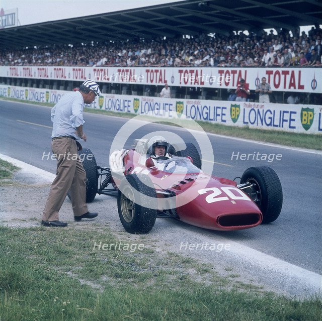 Lorenzo Bandini in a Ferrari 312, French Grand Prix, Reims, France, 1966. Artist: Unknown